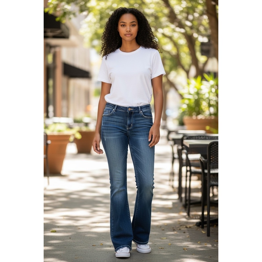 Vanity Original Women Dark Wash Bootcut Jeans 34 Short 5VA1213 Contrast Stitch